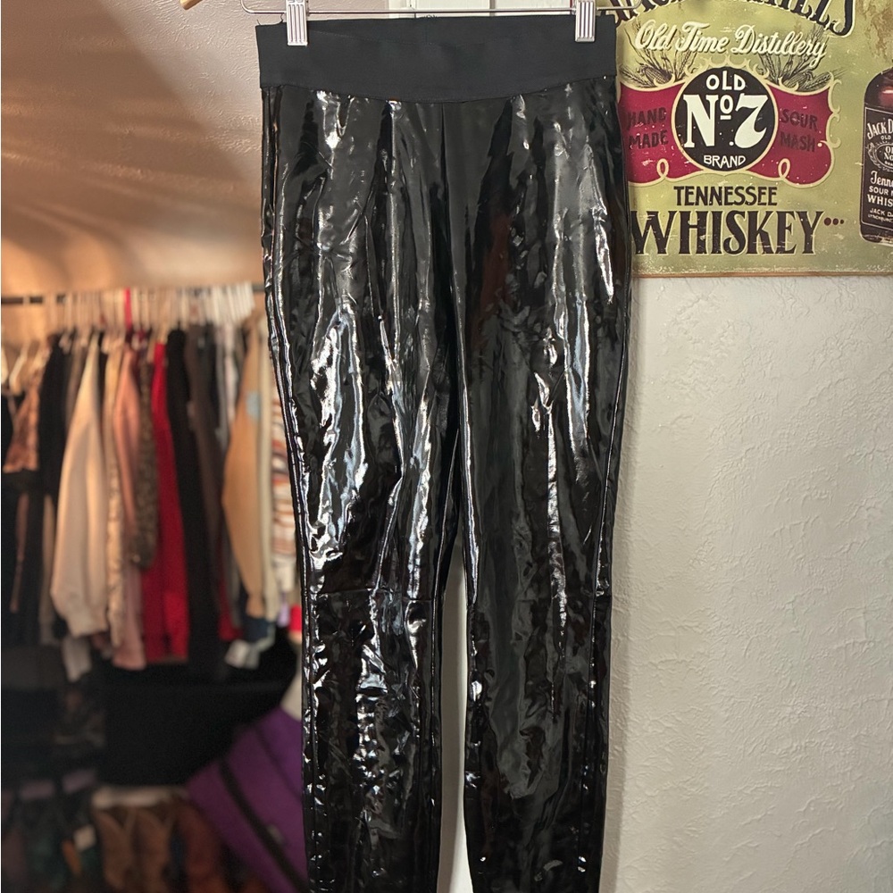 7 For All Mankind Black Patent Vinyl Pants